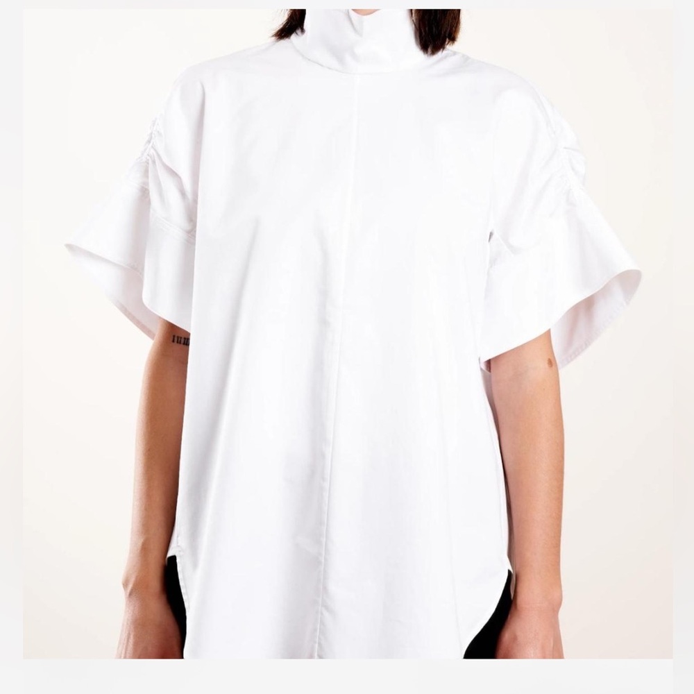 00 - Tibi Cotton Poplin High Neck Top